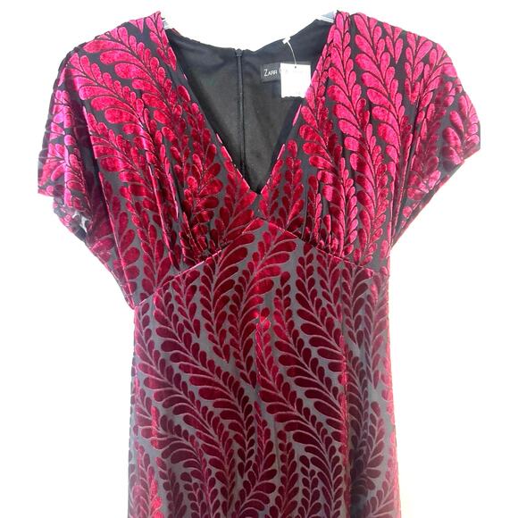 Zarr Collection Womens Dress Size 8 Black Maroon Midi Cocktail Party Holiday NWT - Picture 3 of 9
